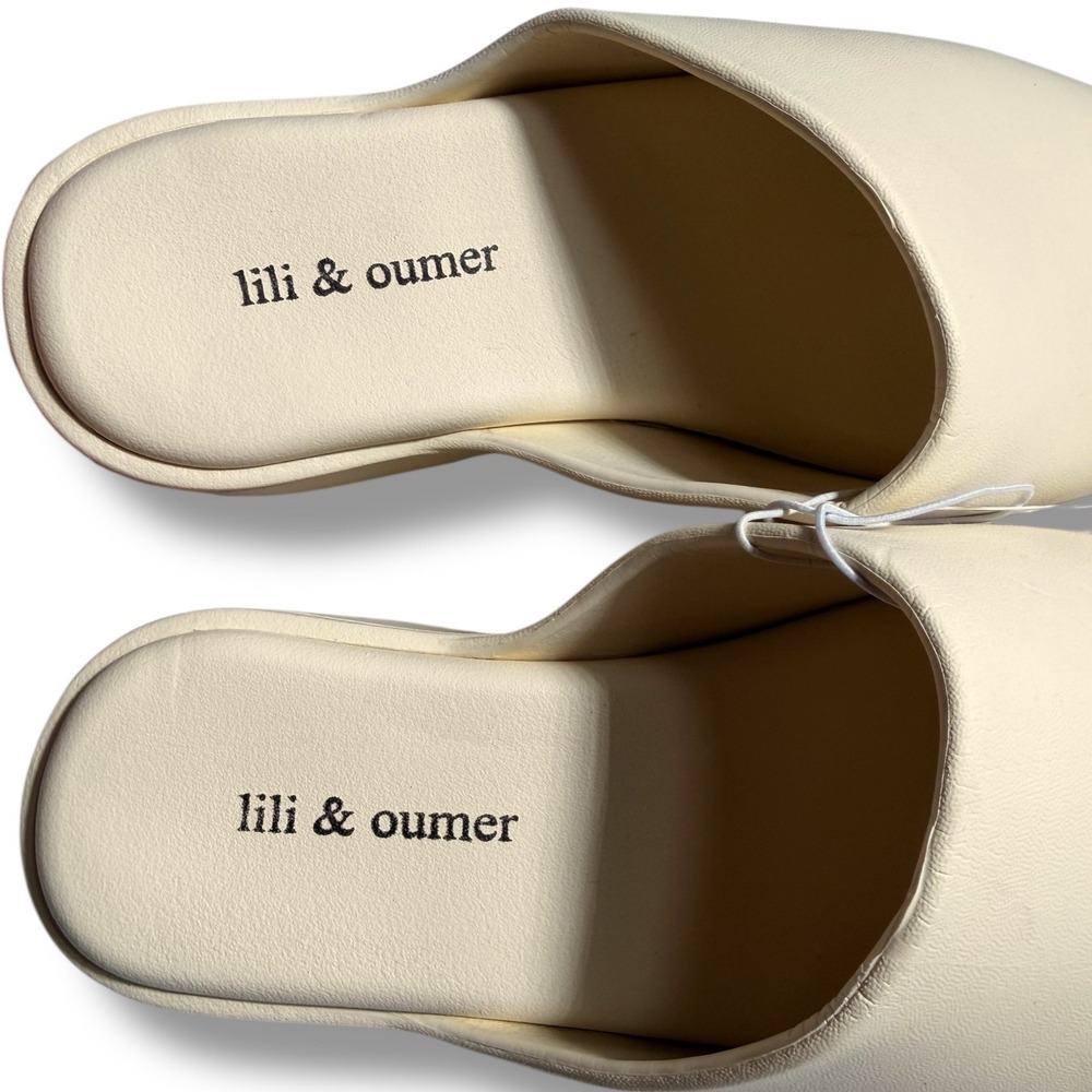 NWT Lili & Oumer Women Cream Platform Slide Sandals Mules Sz 9 - Picture 2 of 9